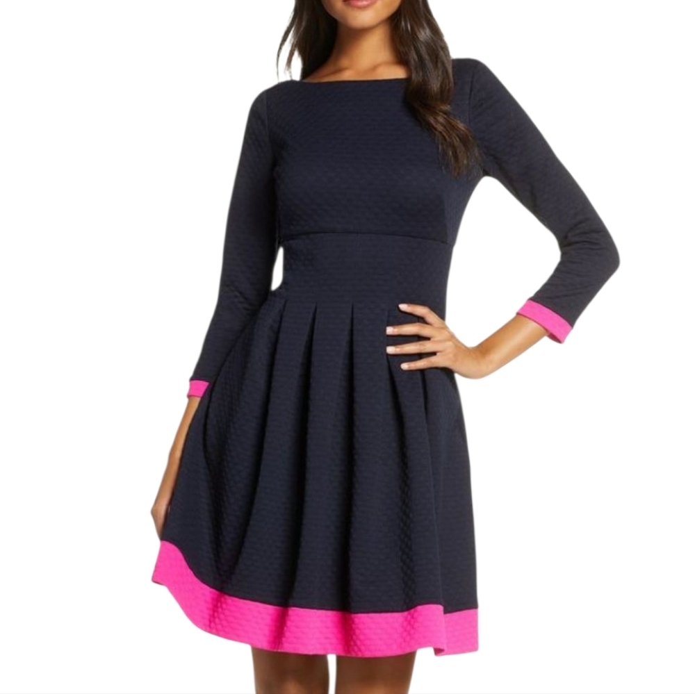 Eliza J Navy and Pink Mini Dress